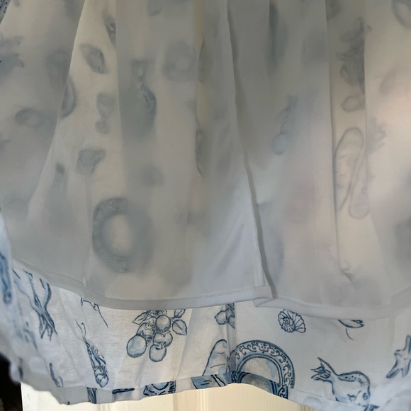 Women's White A-Line Skirt with Blue Lobster Feast Print M - Picture 11 of 11